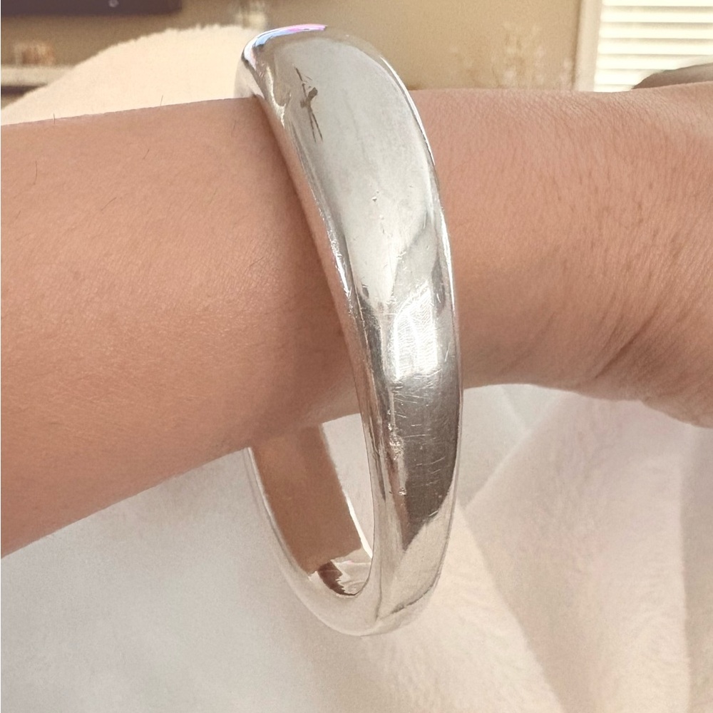 Solid Vintage Sterling Silver Bangle. - image 2